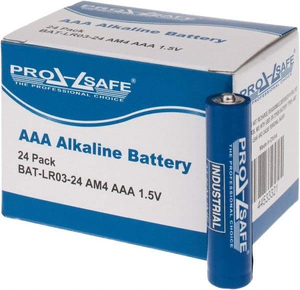 PRO-SAFE - Size AAA, Alkaline, Standard Battery - 1.5 Volts, Flat Terminal, LR03 - Exact Tool & Supply