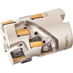 Iscar - 12 Inserts, 1-1/4" Cut Diam, 1/2" Arbor Diam, 1.12" Max Depth of Cut, Indexable Square-Shoulder Face Mill - 0/90° Lead Angle, 1.77" High, H490 AN.X 09 Insert Compatibility, Through Coolant, Series Helido - Exact Tool & Supply