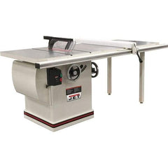 Jet - 12" Blade Diam, 1" Arbor Diam, 1 Phase Table Saw - 5 hp, 86" Wide x 32" Deep x 42" High, 230 Volt, 4" Cutting Depth - Exact Tool & Supply
