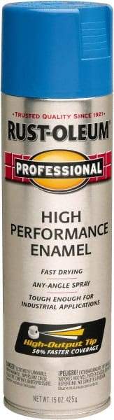 Rust-Oleum - Safety Blue, Gloss, Rust Proof Enamel Spray Paint - 14 Sq Ft per Can, 15 oz Container, Use on Multipurpose - Exact Tool & Supply