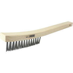 V-Groove Hand Wire Scratch Brush, .012 Steel Fill, Curved Handle, 3 × 19 Rows - Exact Tool & Supply