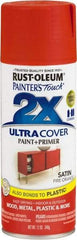 Rust-Oleum - Fire Orange, Satin, Enamel Spray Paint - 8 Sq Ft per Can, 12 oz Container, Use on Multipurpose - Exact Tool & Supply
