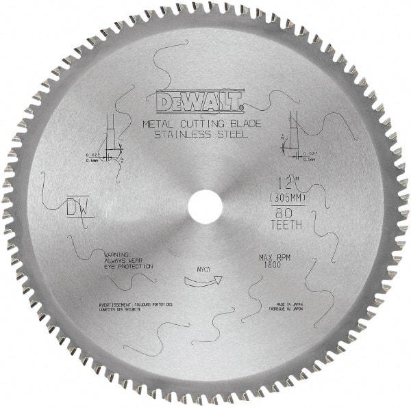 DeWALT - 12" Diam, 1" Arbor Hole Diam, 80 Tooth Wet & Dry Cut Saw Blade - Carbide-Tipped, Standard Round Arbor - Exact Tool & Supply