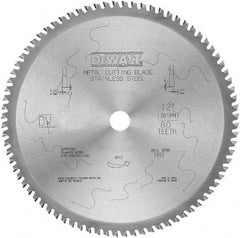 DeWALT - 12" Diam, 1" Arbor Hole Diam, 80 Tooth Wet & Dry Cut Saw Blade - Carbide-Tipped, Standard Round Arbor - Exact Tool & Supply
