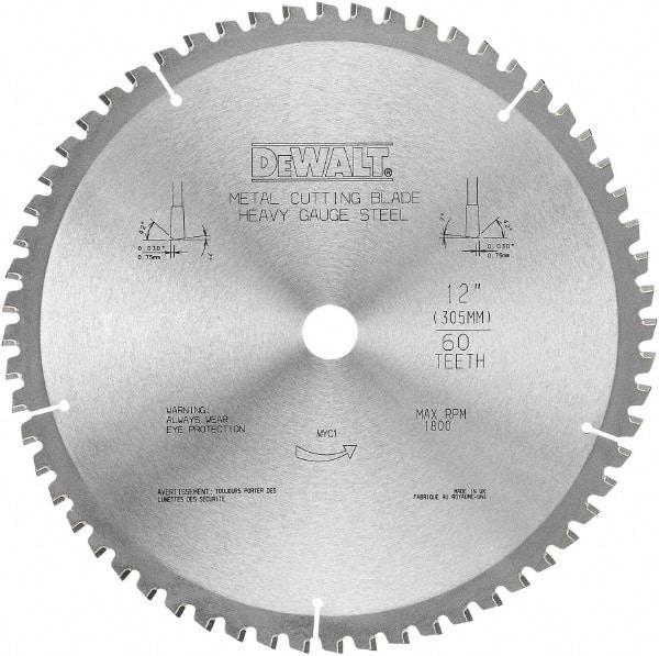 DeWALT - 12" Diam, 1" Arbor Hole Diam, 60 Tooth Wet & Dry Cut Saw Blade - Carbide-Tipped, Standard Round Arbor - Exact Tool & Supply