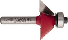 Freud - 1-11/32" Cut Diam, 1/2" Length of Cut, 2 Flute Chamfer Edge Profile Router Bit - Carbide-Tipped, 1/4" Shank Diam, 2-3/16" OAL, Proprietary Coating - Exact Tool & Supply