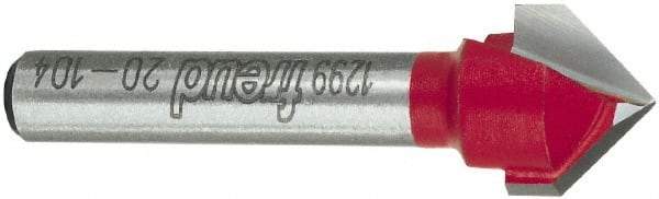Freud - 1/2" Cut Diam, 7/16" Length of Cut, 0 Flute V-Groove Edge Profile Router Bit - Carbide-Tipped, 1/4" Shank Diam, 1-3/4" OAL, Proprietary Coating - Exact Tool & Supply