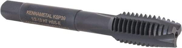 Kennametal - 1/2-13, 3 Flute, Oxide Finish, Vanadium High Speed Steel Spiral Point Tap - Plug Chamfer, Right Hand Thread, 3-3/8" OAL, 23.9mm Thread Length, 9.32mm Shank Diam, Series GOtap - Exact Tool & Supply