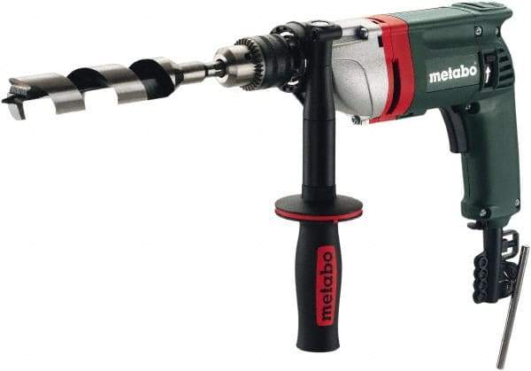 Metabo - 1/2" Keyed Chuck, 0 to 650 RPM, Pistol Grip Handle Electric Drill - 6.7 Amps, 120 Volts, Non-Reversible - Exact Tool & Supply