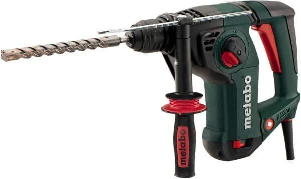 Metabo - 120 Volt 1-1/4" SDS Plus Chuck Electric Hammer Drill - 0 to 4,470 BPM, 0 to 1,150 RPM, Reversible - Exact Tool & Supply