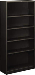 Hon - 5 Shelf, 71" High x 34-1/2" Wide Bookcase - 12-5/8" Deep, Steel, Charcoal - Exact Tool & Supply