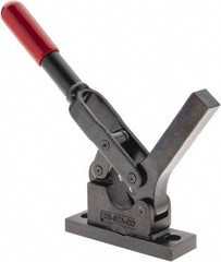 De-Sta-Co - 600 Lb Holding Capacity, Horizontal Handle, Manual Hold Down Toggle Clamp - 69° Handle Movement, 90° Bar Opening, Solid Bar, Flanged Base, Oxide Finish, Forged Alloy Steel - Exact Tool & Supply