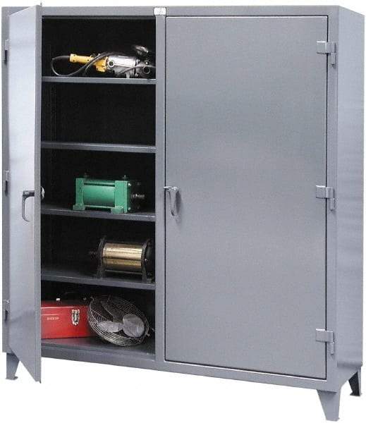 Strong Hold - 6 Shelf Locking Storage Cabinet - Steel, 72" Wide x 24" Deep x 66" High, Dark Gray - Exact Tool & Supply