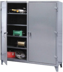 Strong Hold - 6 Shelf Locking Storage Cabinet - Steel, 60" Wide x 24" Deep x 66" High, Dark Gray - Exact Tool & Supply