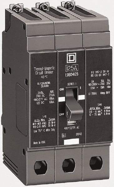 Square D - 30 Amp, 480Y/277 V, 3 Pole, Bolt On Miniature Circuit Breaker - 35 kA Breaking Capacity, 12, 14 AWG - Exact Tool & Supply