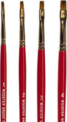Wooster Brush - #4 Sable Artist's Paint Brush - 1/4" Wide, 19/64" Bristle Length, 5-1/2" Plastic Handle - Exact Tool & Supply