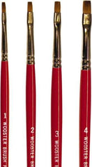 Wooster Brush - #3 Sable Artist's Paint Brush - 1/8" Wide, 17/64" Bristle Length, 5-3/4" Plastic Handle - Exact Tool & Supply
