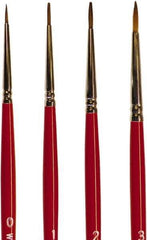 Wooster Brush - #3 Sable Artist's Paint Brush - 1/8" Wide, 7/16" Bristle Length, 5-11/16" Plastic Handle - Exact Tool & Supply