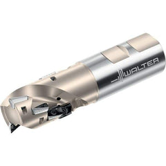 Walter - 32mm Cut Diam, 43mm Max Depth of Cut, 32mm Shank Diam, 125mm OAL, Indexable Square Shoulder Helical End Mill - Multiple Insert Styles, Weldon Shank, 90° Lead Angle, Through Coolant, Series Xtra-tec - Exact Tool & Supply
