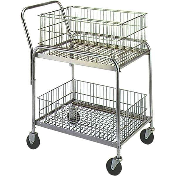 Wesco Industrial Products - 200 Lb Capacity, 20" Wide x 33" Long x 37-1/2" High Mail Cart - 2 Shelf, Steel, Hard Rubber Casters - Exact Tool & Supply