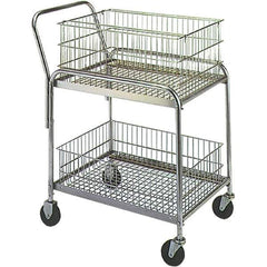 Wesco Industrial Products - 200 Lb Capacity, 20" Wide x 33" Long x 37-1/2" High Mail Cart - 2 Shelf, Steel, Hard Rubber Casters - Exact Tool & Supply