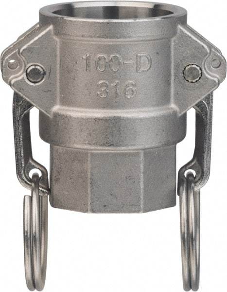 Value Collection - 3" Stainless Steel Cam & Groove Suction & Discharge Hose Female Coupler Female NPT Thread - Part D, 3" Thread, 500 Max psi - Exact Tool & Supply