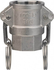 Value Collection - 3" Stainless Steel Cam & Groove Suction & Discharge Hose Female Coupler Female NPT Thread - Part D, 3" Thread, 500 Max psi - Exact Tool & Supply