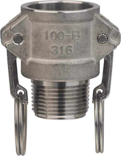 Value Collection - 3" Stainless Steel Cam & Groove Suction & Discharge Hose Female Coupler Male NPT Thread - Part B, 3" Thread, 500 Max psi - Exact Tool & Supply