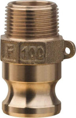 Value Collection - 2" Brass Cam & Groove Suction & Discharge Hose Male Adapter Male NPT Thread - Part F, 2" Thread, 1,000 Max psi - Exact Tool & Supply