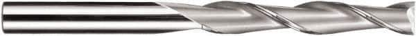 SGS - 1/8", 1" LOC, 1/8" Shank Diam, 3" OAL, 2 Flute, Solid Carbide Square End Mill - Single End, TiN Finish, Spiral Flute, 30° Helix, Centercutting, Right Hand Cut, Right Hand Flute, Series 3EL - Exact Tool & Supply