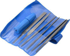 PFERD - 6 Piece Key File Kit Pattern File Set - 4" Long, Medium Coarseness, Set Includes Hand, Flat, Three Square, Square, Half Round, Round - Exact Tool & Supply