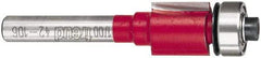 Freud - 1/2" Cut Diam, 1/2" Length of Cut, 8 Flute Flush Trim Edge Profile Router Bit - Carbide-Tipped, 1/4" Shank Diam, 2-1/8" OAL, Proprietary Coating - Exact Tool & Supply