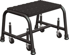 Ballymore - 12" 1 Step Ladder - Rolling Safety Ladder, 450 Lb Capacity, 12" Platform Height, 18" Base Width x 16" Base Depth, Abrasive Mat Tread - Exact Tool & Supply