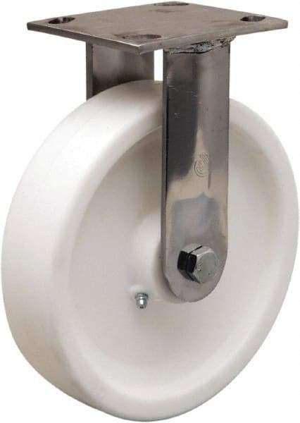 Hamilton - 8" Diam x 2" Wide x 9-1/2" OAH Top Plate Mount Rigid Caster - Polyolefin, 800 Lb Capacity, Delrin Bearing, 4 x 4-1/2" Plate - Exact Tool & Supply