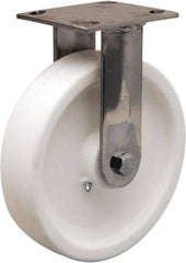 Hamilton - 8" Diam x 2" Wide x 9-1/2" OAH Top Plate Mount Rigid Caster - Polyolefin, 800 Lb Capacity, Delrin Bearing, 4 x 4-1/2" Plate - Exact Tool & Supply