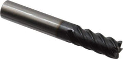 OSG - 3/8", 7/8" LOC, 3/8" Shank Diam, 2-1/2" OAL, 5 Flute, Solid Carbide Square End Mill - Single End, TiAlN Finish, Spiral Flute, 45° Helix, Centercutting, Right Hand Cut, Right Hand Flute, Series 455C - Exact Tool & Supply