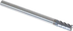OSG - 1/8", 1/4" LOC, 1/8" Shank Diam, 1-1/2" OAL, 5 Flute, Solid Carbide Square End Mill - Single End, TiAlN Finish, Spiral Flute, 45° Helix, Centercutting, Right Hand Cut, Right Hand Flute, Series 455C - Exact Tool & Supply