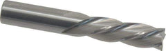 OSG - 3/8", 7/8" LOC, 3/8" Shank Diam, 2-1/2" OAL, 4 Flute, Solid Carbide Square End Mill - Single End, Uncoated, Spiral Flute, 30° Helix, Centercutting, Right Hand Cut, Left Hand Flute, Series 447 - Exact Tool & Supply