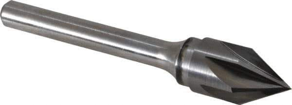 Keo - 1/2" Head Diam, 1/4" Shank Diam, 6 Flute 60° Solid Carbide Countersink - Bright Finish, 2-5/8" OAL, Single End - Exact Tool & Supply