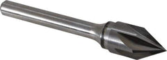 Keo - 1/2" Head Diam, 1/4" Shank Diam, 6 Flute 60° Solid Carbide Countersink - Bright Finish, 2-5/8" OAL, Single End - Exact Tool & Supply