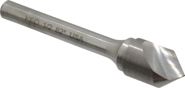 Keo - 1/2" Head Diam, 1/4" Shank Diam, 1 Flute 82° Solid Carbide Countersink - Exact Tool & Supply