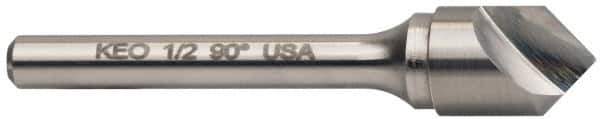 Keo - 1/8" Head Diam, 1/8" Shank Diam, 1 Flute 82° Solid Carbide Countersink - Bright Finish, 1-1/2" OAL, Single End - Exact Tool & Supply