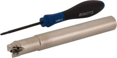 Seco - 3/4" Cut Diam, 0.157" Max Depth of Cut, 3/4" Shank Diam, 5.91" OAL, Indexable Square Shoulder End Mill - XNEX 04.. Inserts, Cylindrical Shank, 90° Lead Angle, Through Coolant, Series Square 6 - Exact Tool & Supply