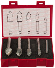 Keo - 5 Piece, 1/4 to 3/4" Head Diam, 90° Included Angle, Single End Countersink Set - Exact Tool & Supply