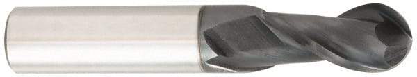 OSG - 1" Diam, 1-1/2" LOC, 2 Flute Solid Carbide Ball End Mill - TiAlN Finish, Single End, 4" OAL, 1" Shank Diam, Spiral Flute - Exact Tool & Supply