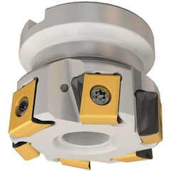 Iscar - 9 Inserts, 5" Cut Diam, 1-1/2" Arbor Diam, 0.492" Max Depth of Cut, Indexable Square-Shoulder Face Mill - 0/90° Lead Angle, 2" High, T490 LN.T 1306 Insert Compatibility, Through Coolant, Series Helitang - Exact Tool & Supply
