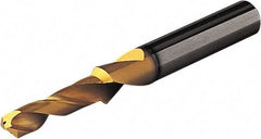 Seco - 4.3mm 140° Spiral Flute Solid Carbide Screw Machine Drill Bit - Multilayer TiAlN Finish, Right Hand Cut, 30mm Flute Length, 66mm OAL, Straight Shank, Through Coolant - Exact Tool & Supply