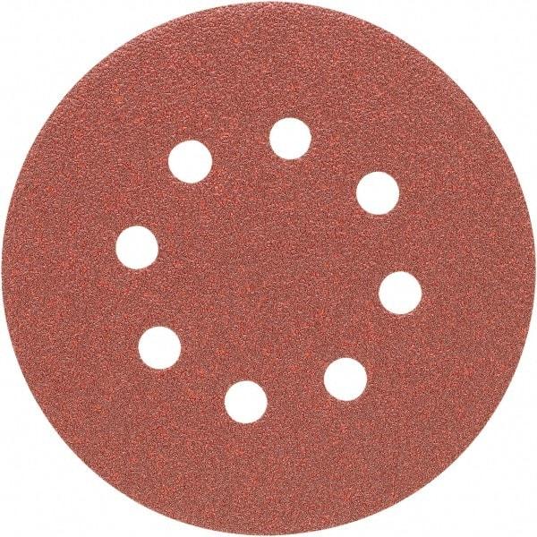 Porter-Cable - 5" Diam, 120 Grit Aluminum Oxide Adhesive PSA Disc - Fine Grade, Tan, C Weighted Backing, Flexible, 13,000 Max RPM - Exact Tool & Supply