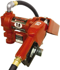 Tuthill - 15 GPM, 3/4" Hose Diam, DC Tank Pump with Automatic Nozzle - 1" Inlet, 3/4" Outlet, 12 Volts, 12' Hose Length, 1/4 hp - Exact Tool & Supply