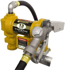 Tuthill - 13 GPM, 3/4" Hose Diam, DC Tank Pump with Manual Nozzle - 1" Inlet, 3/4" Outlet, 12 Volts, 10' Hose Length, 1/4 hp - Exact Tool & Supply
